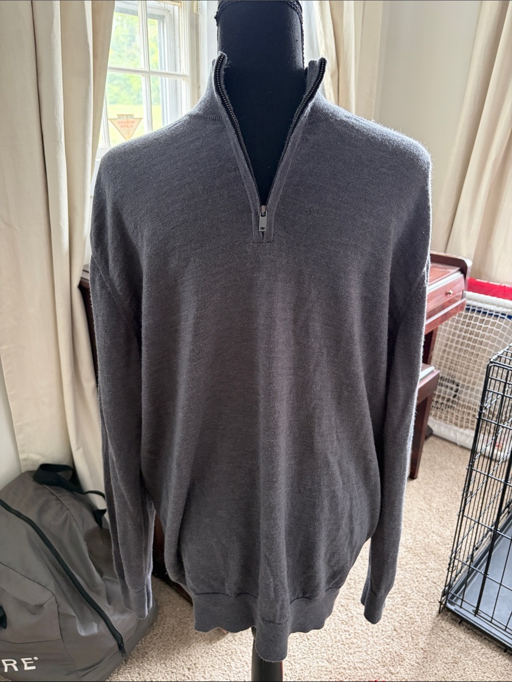 Charles Tyrwhitt Merino Wool Men's Charcoal Gray Half-Zip Sweater